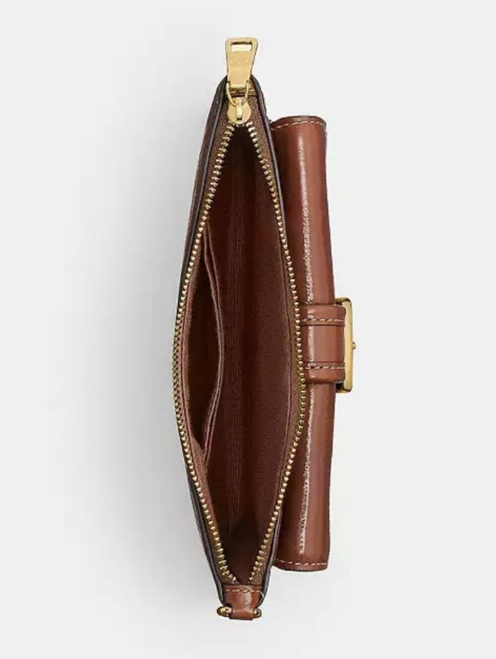 COACH Large Buckle Front Leather Wristlet In Redwood Multi, Gold Hardware, NEW! - Picture 5 of 9